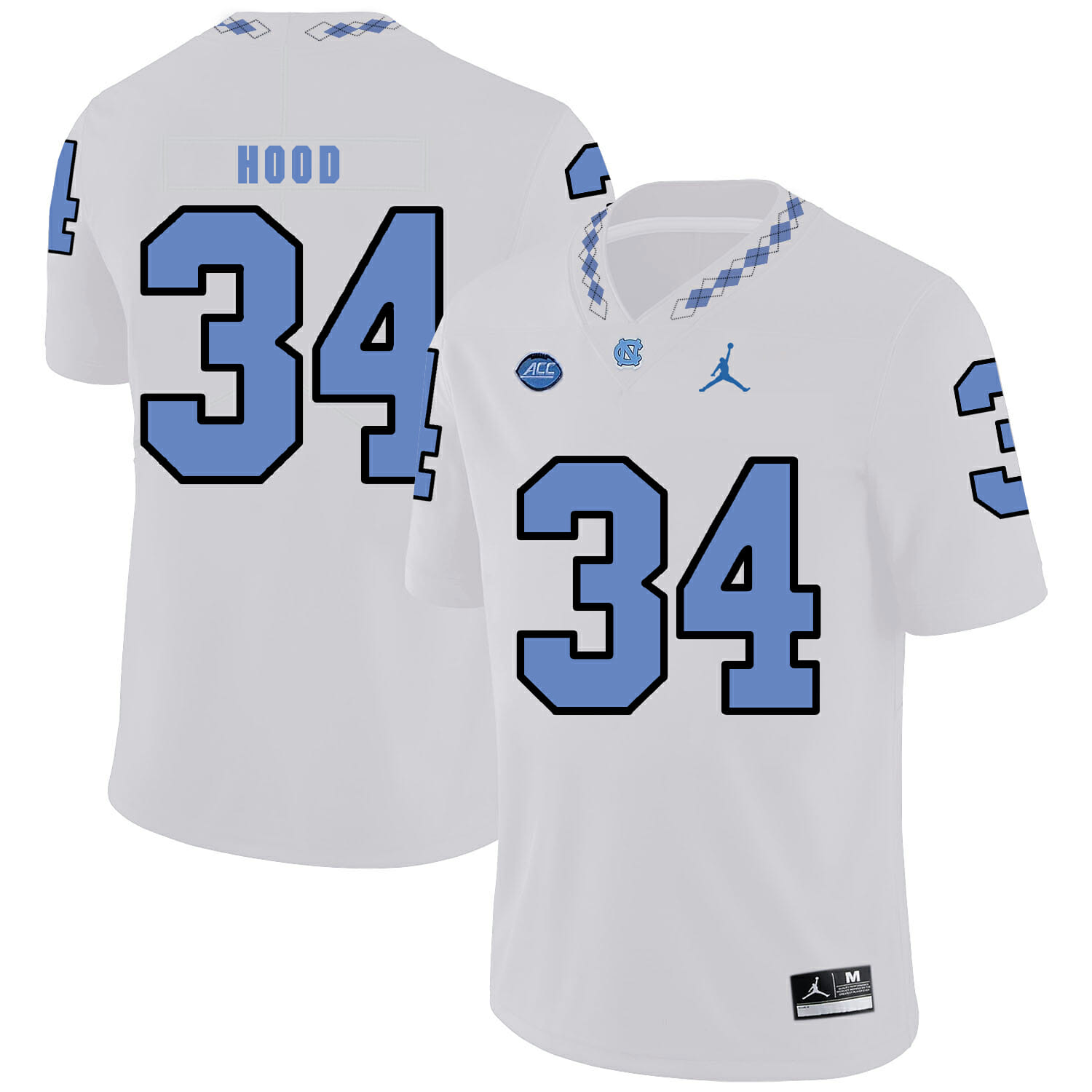 North Carolina Tar Heels #34 Elijah Hood Football Jersey White