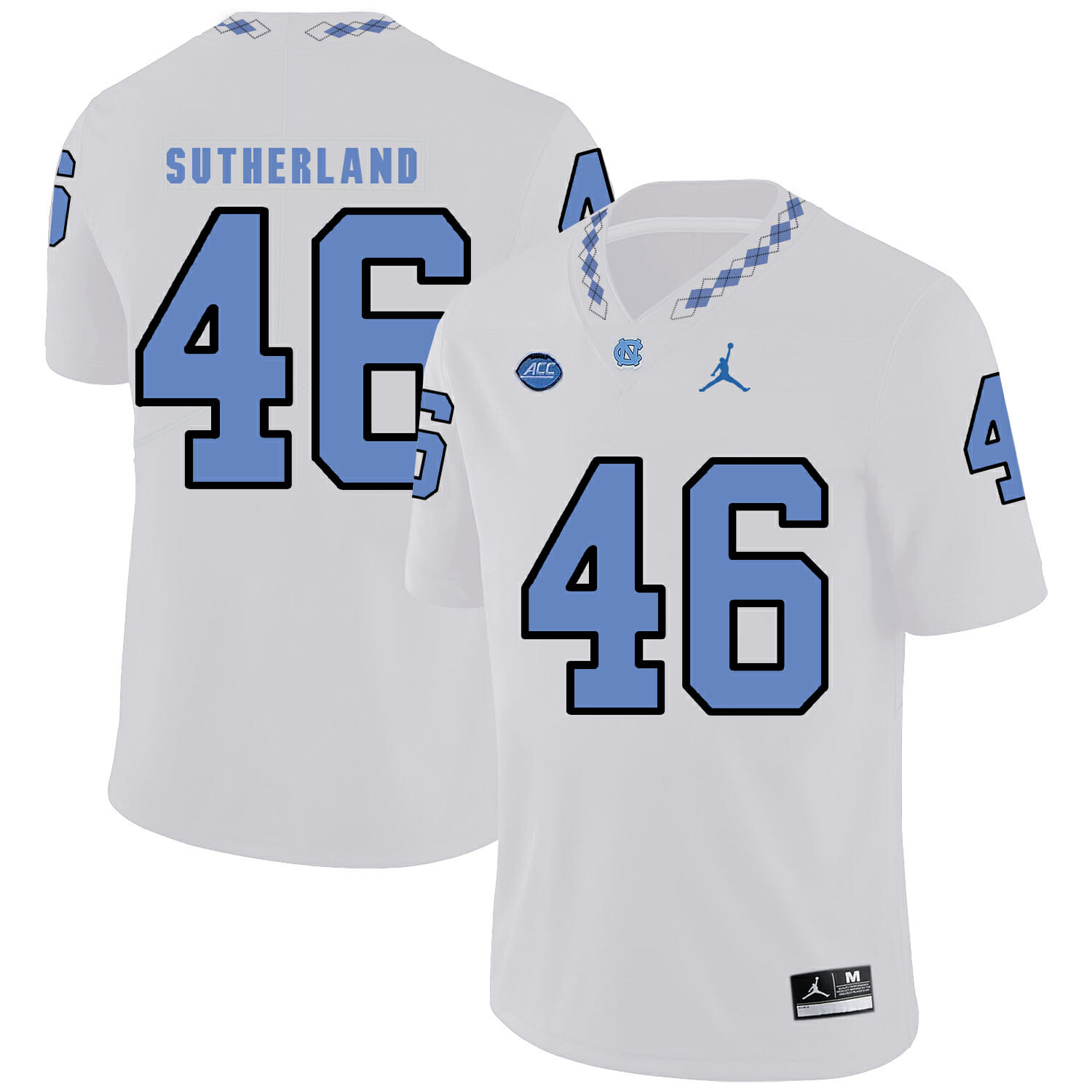 North Carolina Tar Heels #46 Bill Sutherland Football Jersey White