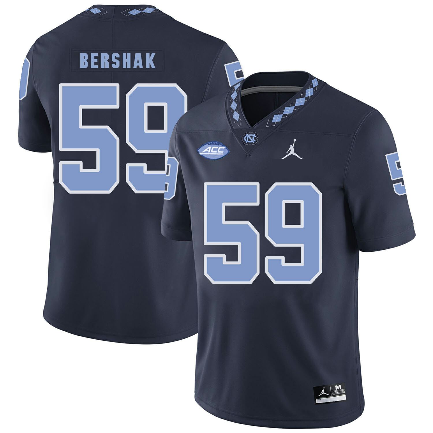 North Carolina Tar Heels #59 Andy Bershak Football Jersey Black