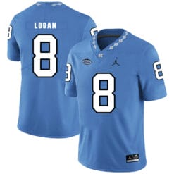 North Carolina Tar Heels #8 TJ Logan NCAA Football Jersey Blue