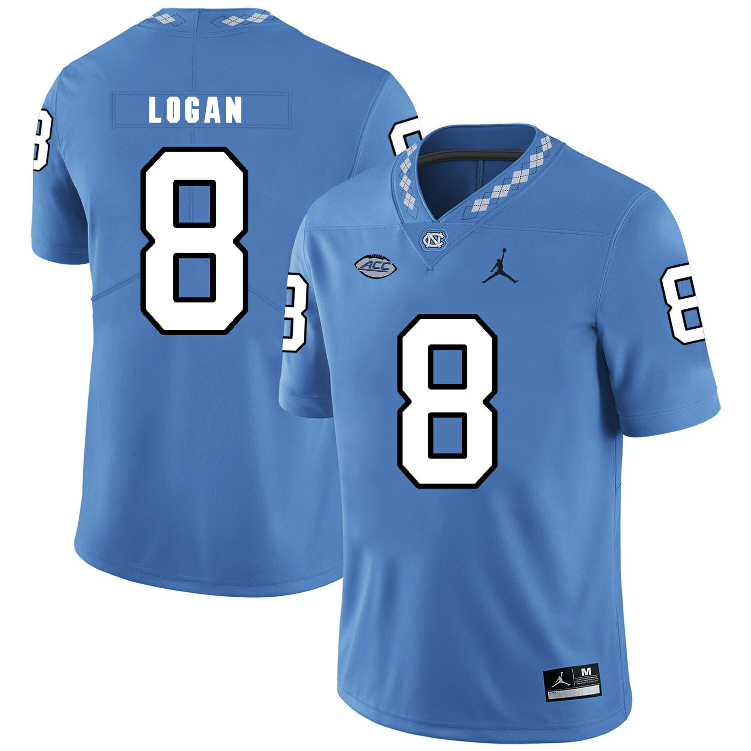North Carolina Tar Heels #8 TJ Logan NCAA Football Jersey Blue