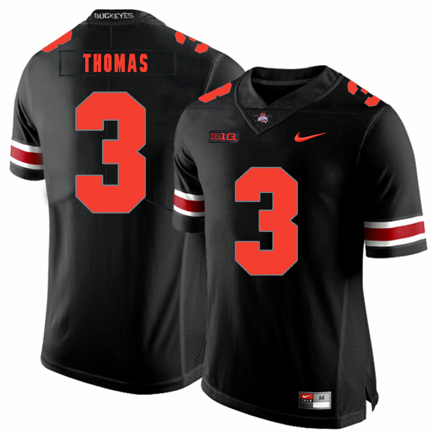Ohio State Buckeyes #3 Michael Thomas Football Jersey Black Shadow