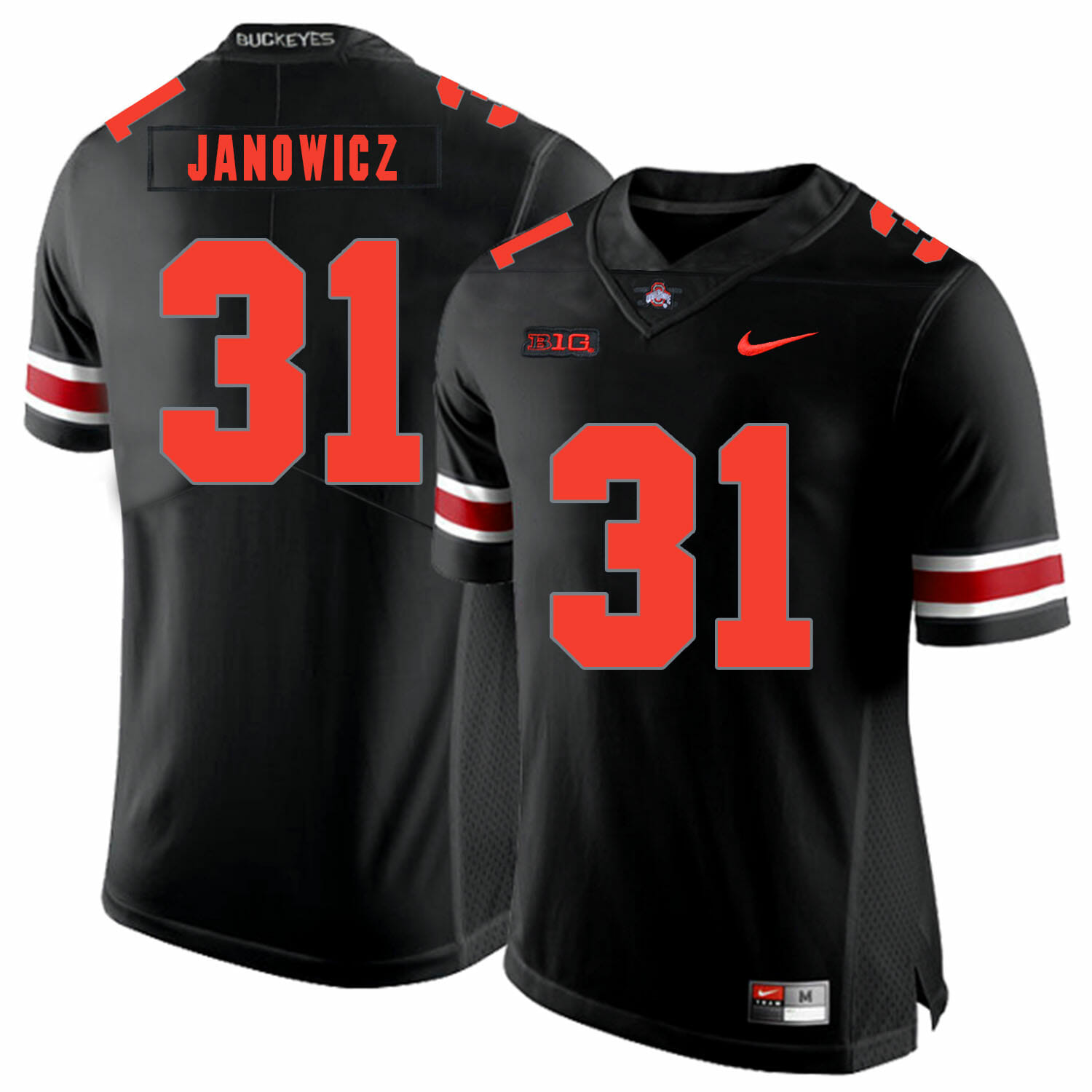 Ohio State Buckeyes #31 Vic Janowicz Football Jersey Black Shadow
