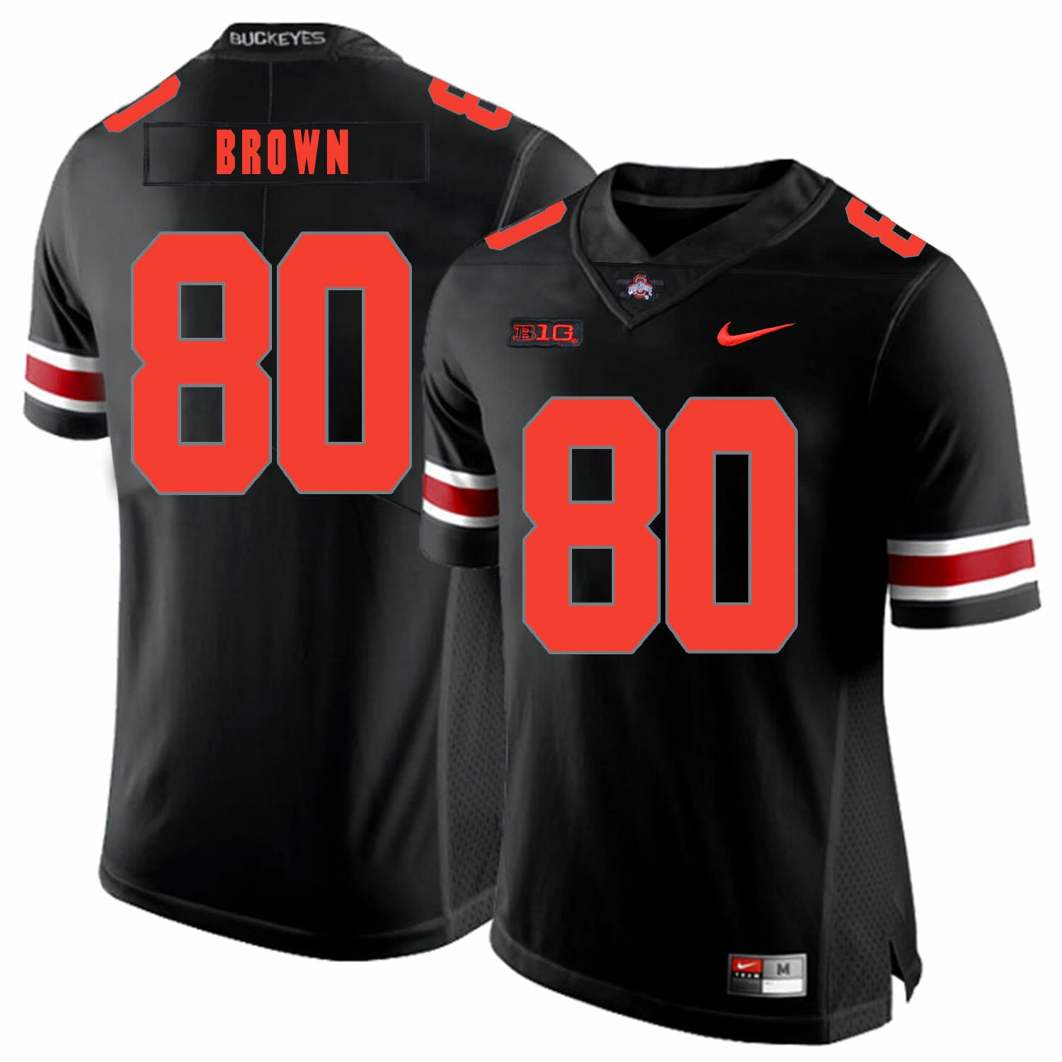 Ohio State Buckeyes #80 Noah Brown Football Jersey Black Shadow
