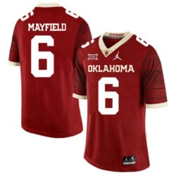 Oklahoma Sooners #6 Baker Mayfield Football Jersey Firewood Dark Red