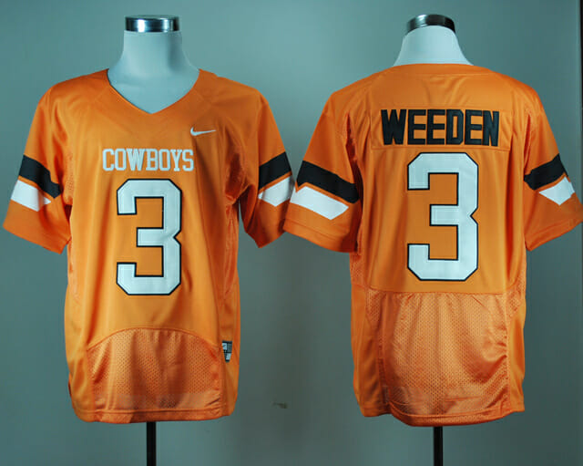Oklahoma State Cowboys #3 Brandon Weeden NCAA Football Jersey Orange