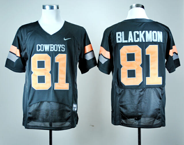 Oklahoma State Cowboys #81 Justin Blackmon Football Jersey Black