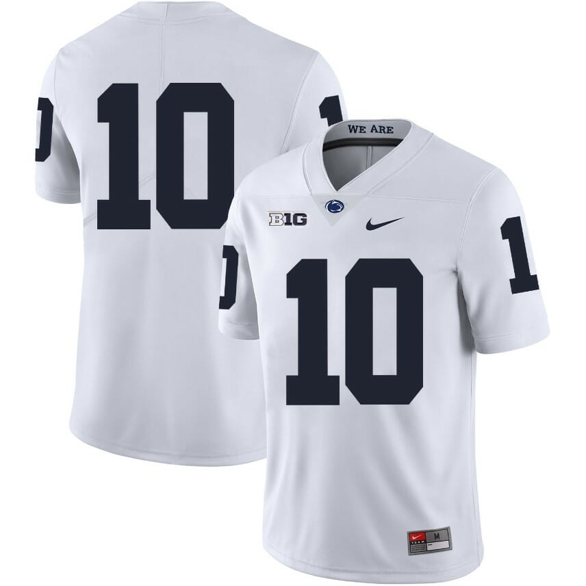Penn State Nittany Lions NO NAME Jersey #10 Football NCAA Jerseys White