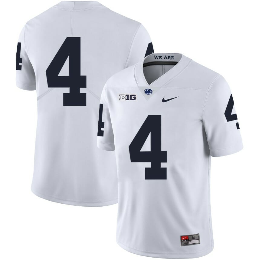 Penn State Nittany Lions NO NAME Jersey #4 Football NCAA Jerseys White