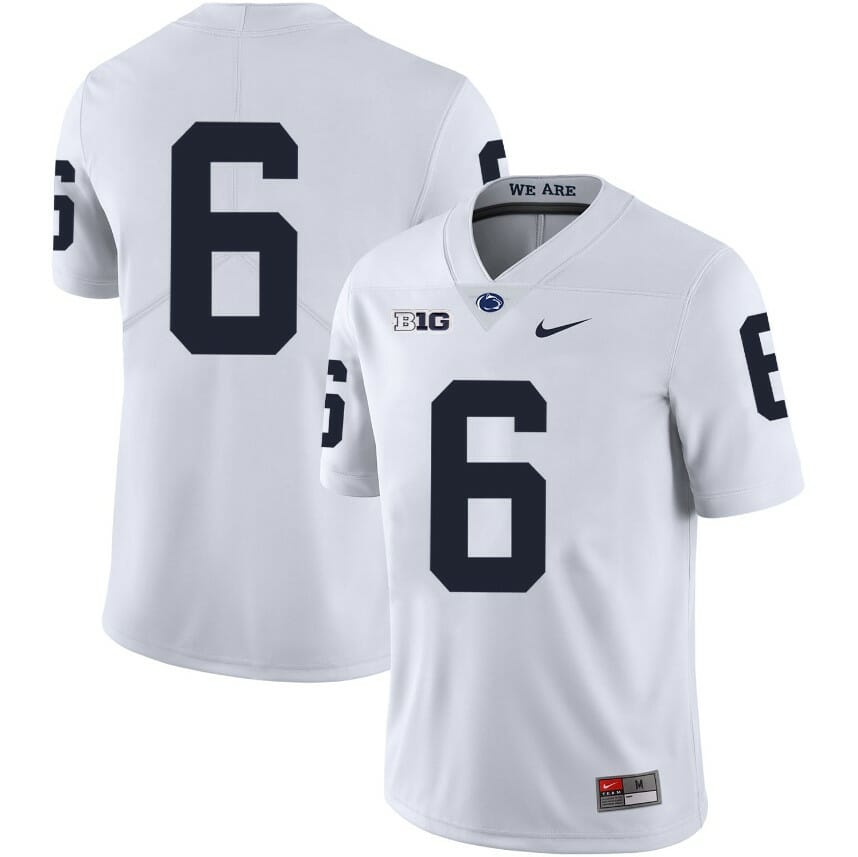 Penn State Nittany Lions NO NAME Jersey #6 Football NCAA Jerseys White