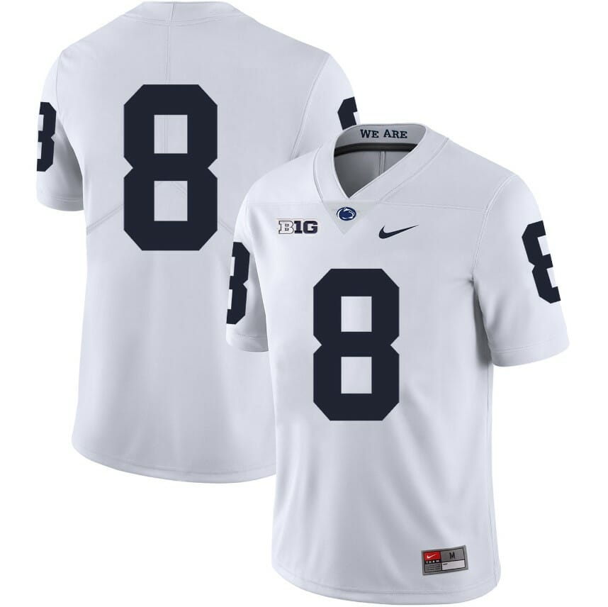 Penn State Nittany Lions NO NAME Jersey #8 Football NCAA Jerseys White
