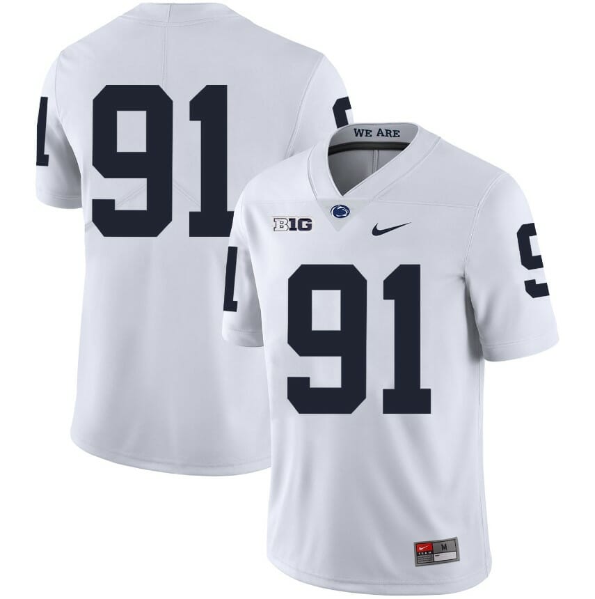 Penn State Nittany Lions NO NAME Jersey #91 Football NCAA Jerseys White