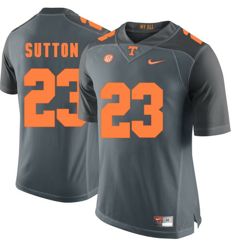 Tennessee Volunteers Cameron Sutton Jersey #23 Football NCAA Jerseys Grey