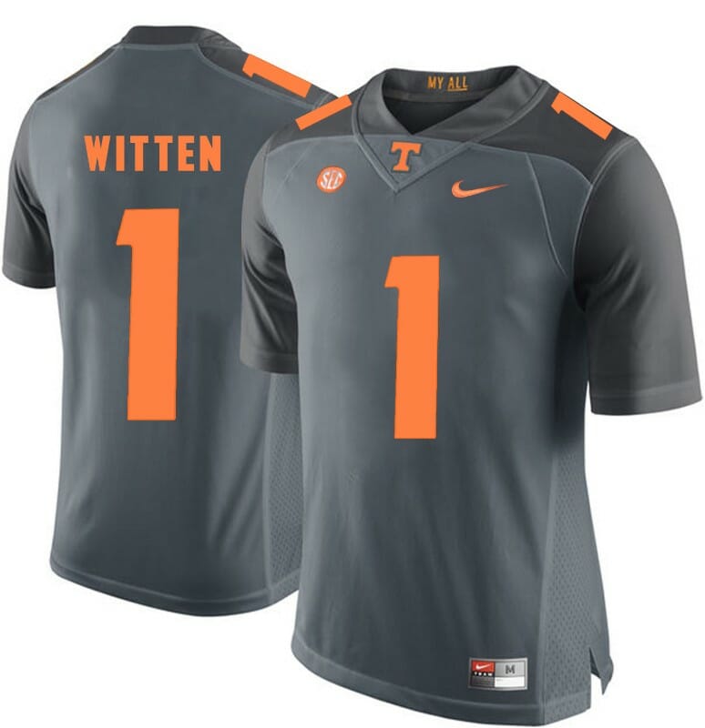 Tennessee Volunteers Jason Witten Jersey #1 Football NCAA Jerseys Gray