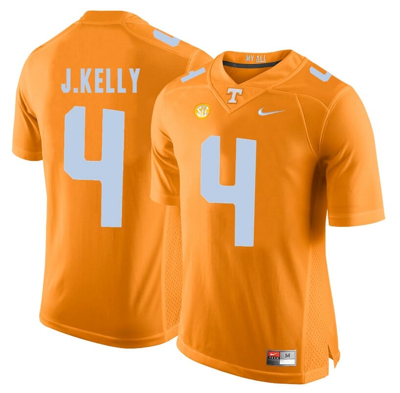Tennessee Volunteers John Kelly Jersey #4 Football NCAA Jerseys Light Orange