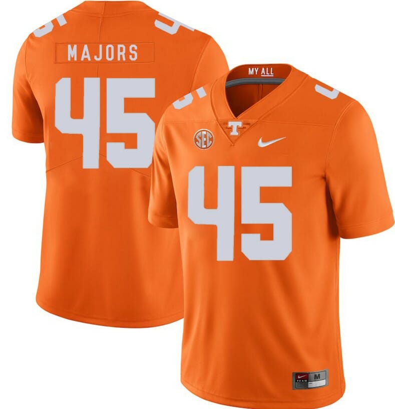 Tennessee Volunteers Johnny Majors Jersey #45 Football NCAA Jerseys Dark Orange