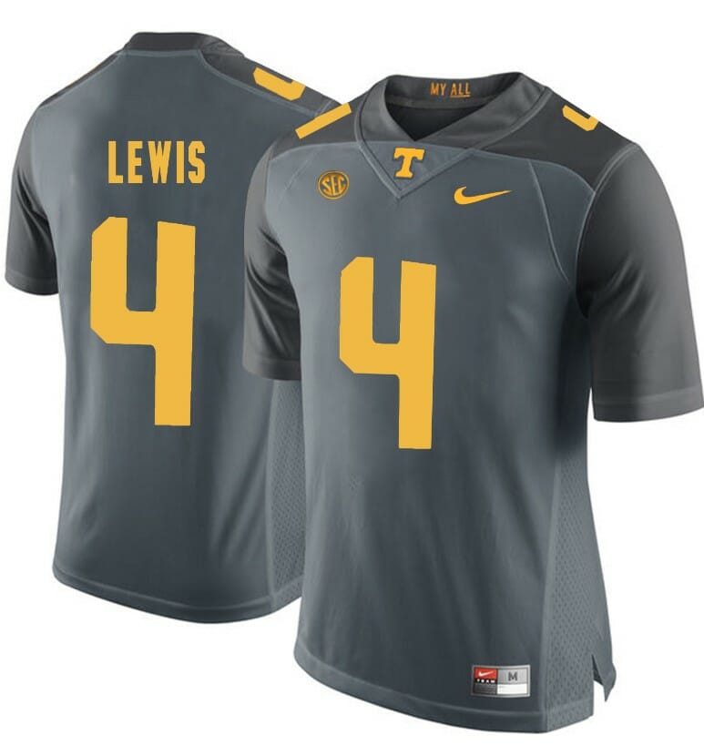 Tennessee Volunteers Latroy Lewis Jersey #4 Football NCAA Jerseys Gray