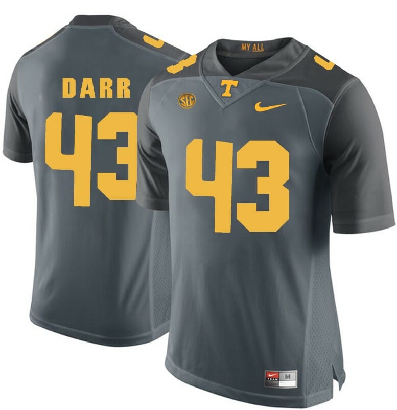 Tennessee Volunteers Matt Darr Jersey #43 Football NCAA Jerseys Gray