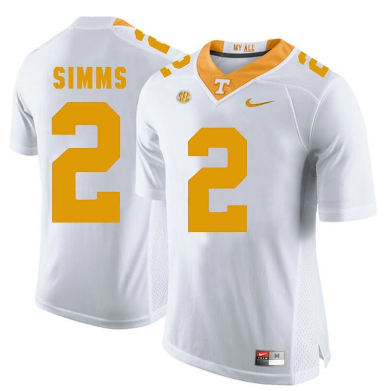 Tennessee Volunteers Matt Simms Jersey #2 Football NCAA Jerseys White