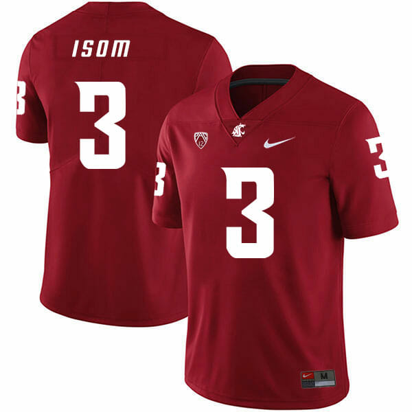 Washington State Cougars #3 Daniel Isom NCAA Football Jersey Red