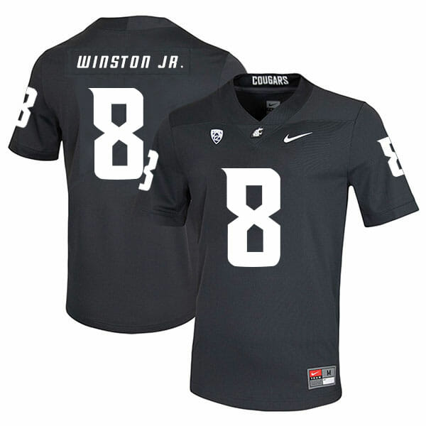 Washington State Cougars #8 Easop Winston Jr. Football Jersey Black