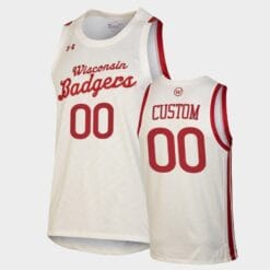 Wisconsin Badgers Custom Name Number White Throwback College Basketball Jersey