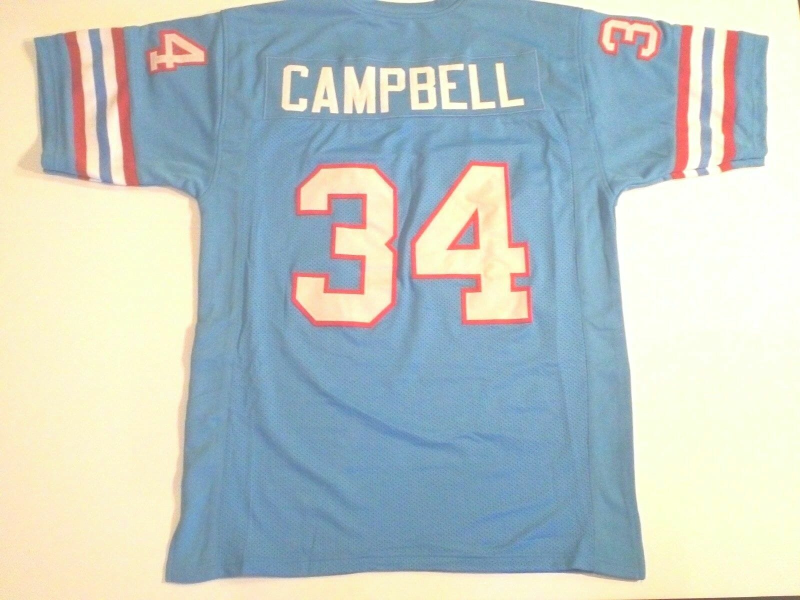 UNSIGNED CUSTOM Sewn Stitched Earl Campbell Blue Jersey