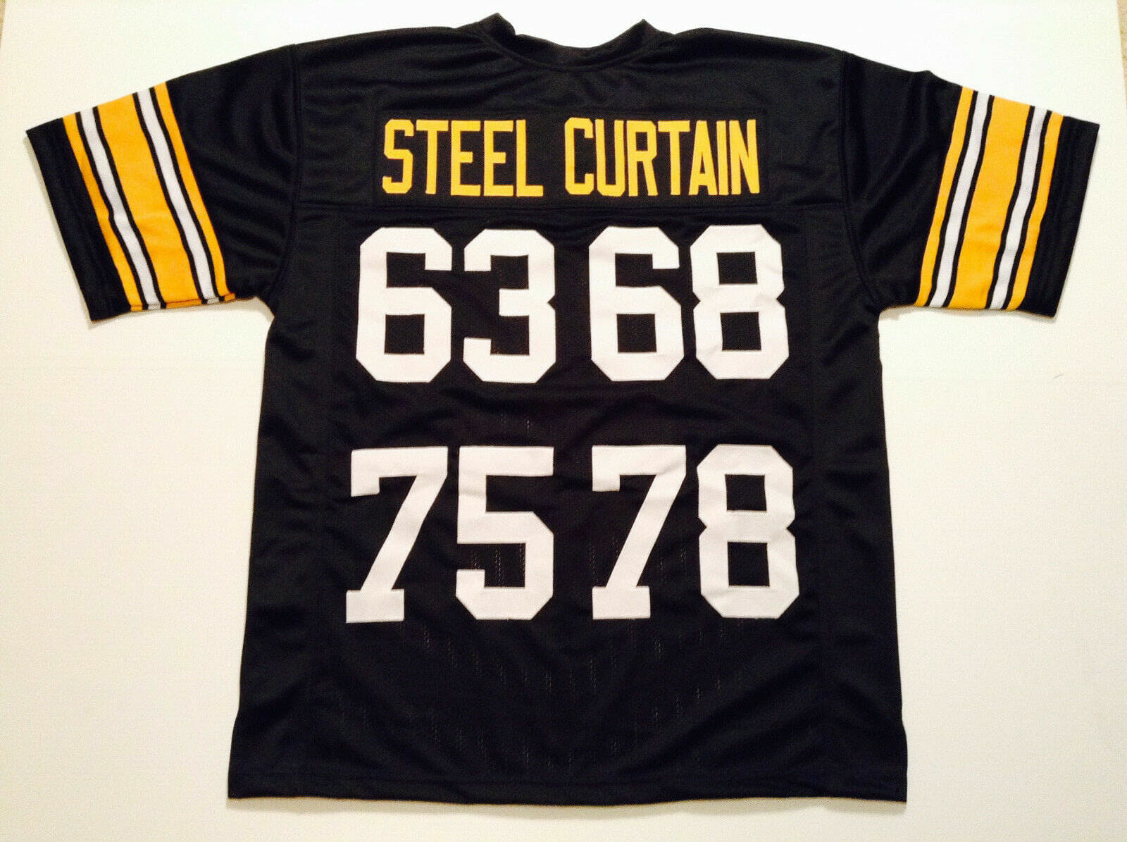 UNSIGNED CUSTOM Sewn Stitched Steel Curtain Black Jersey
