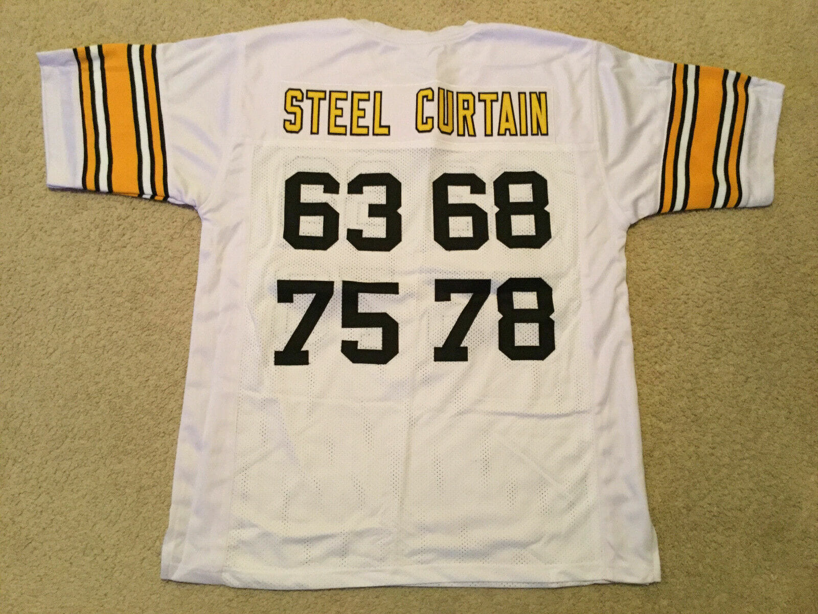 UNSIGNED CUSTOM Sewn Stitched Steel Curtain White Jersey