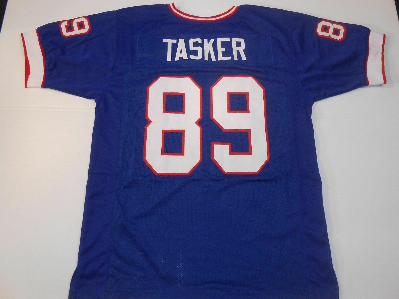 UNSIGNED CUSTOM Sewn Stitched Steve Tasker Blue Jersey