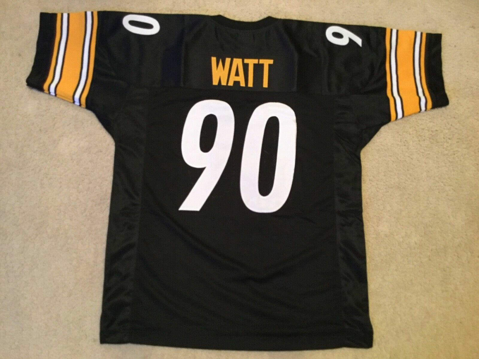 UNSIGNED CUSTOM Sewn Stitched T.J. Watt Black Jersey