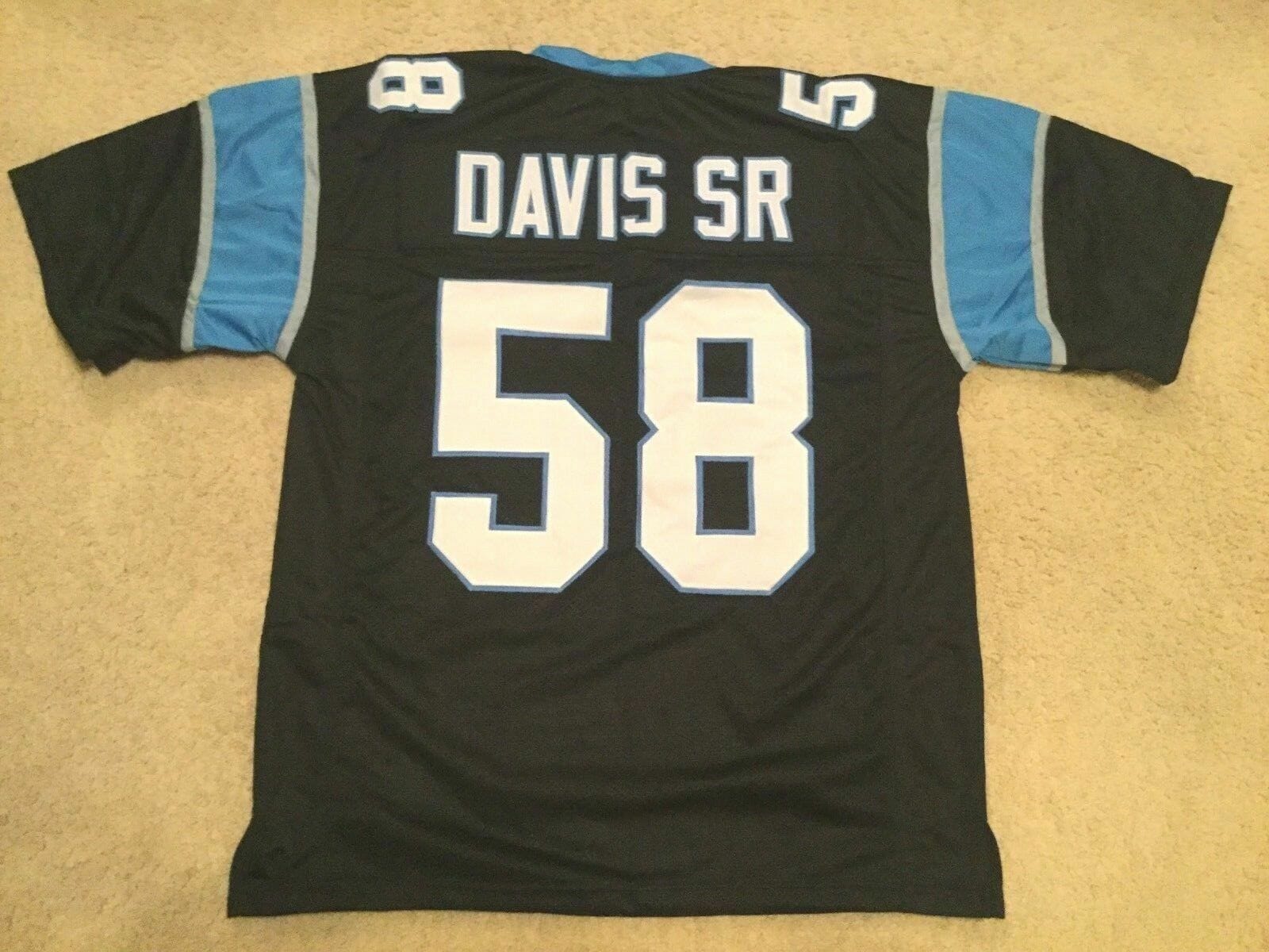 UNSIGNED CUSTOM Sewn Stitched Thomas Davis Black Jersey
