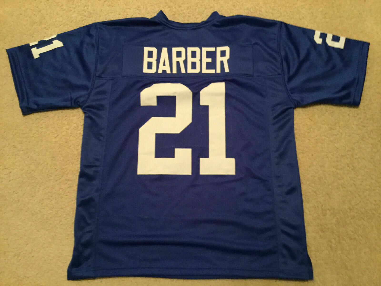 UNSIGNED CUSTOM Sewn Stitched Tiki Barber Blue Jersey