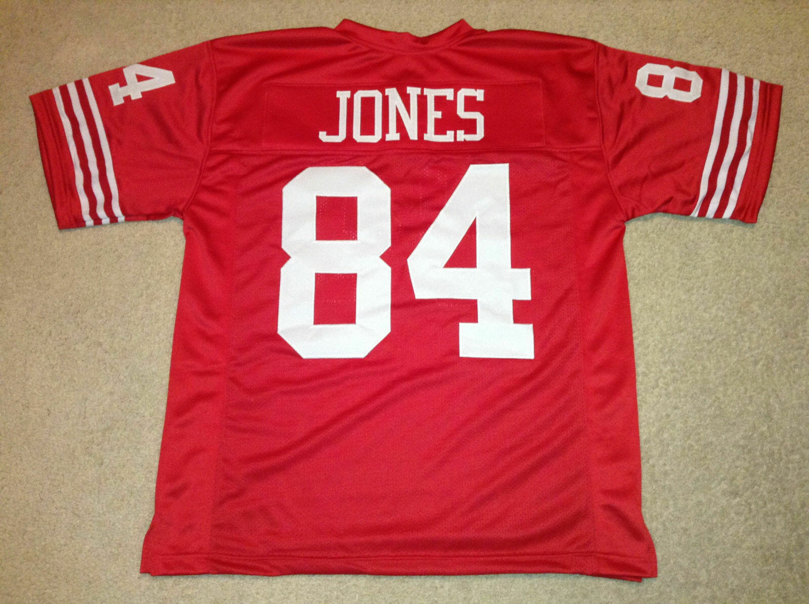 UNSIGNED CUSTOM Sewn Stitched Brent Jones Red Jersey