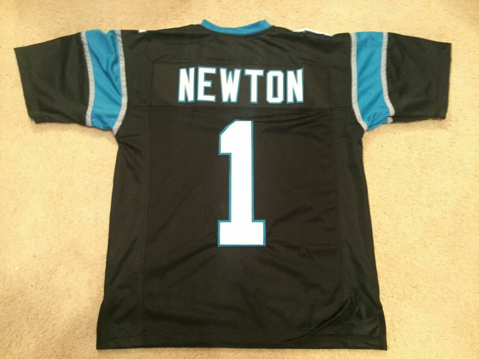 UNSIGNED CUSTOM Sewn Stitched Cam Newton ERROR Black Jersey