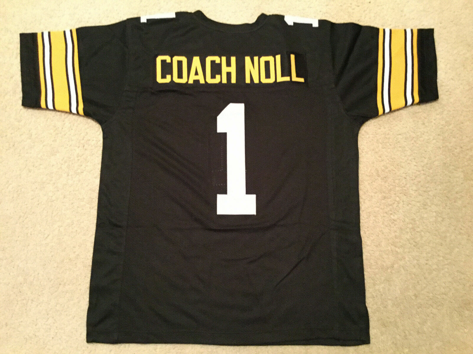 UNSIGNED CUSTOM Sewn Stitched Chuck Noll Black Jersey