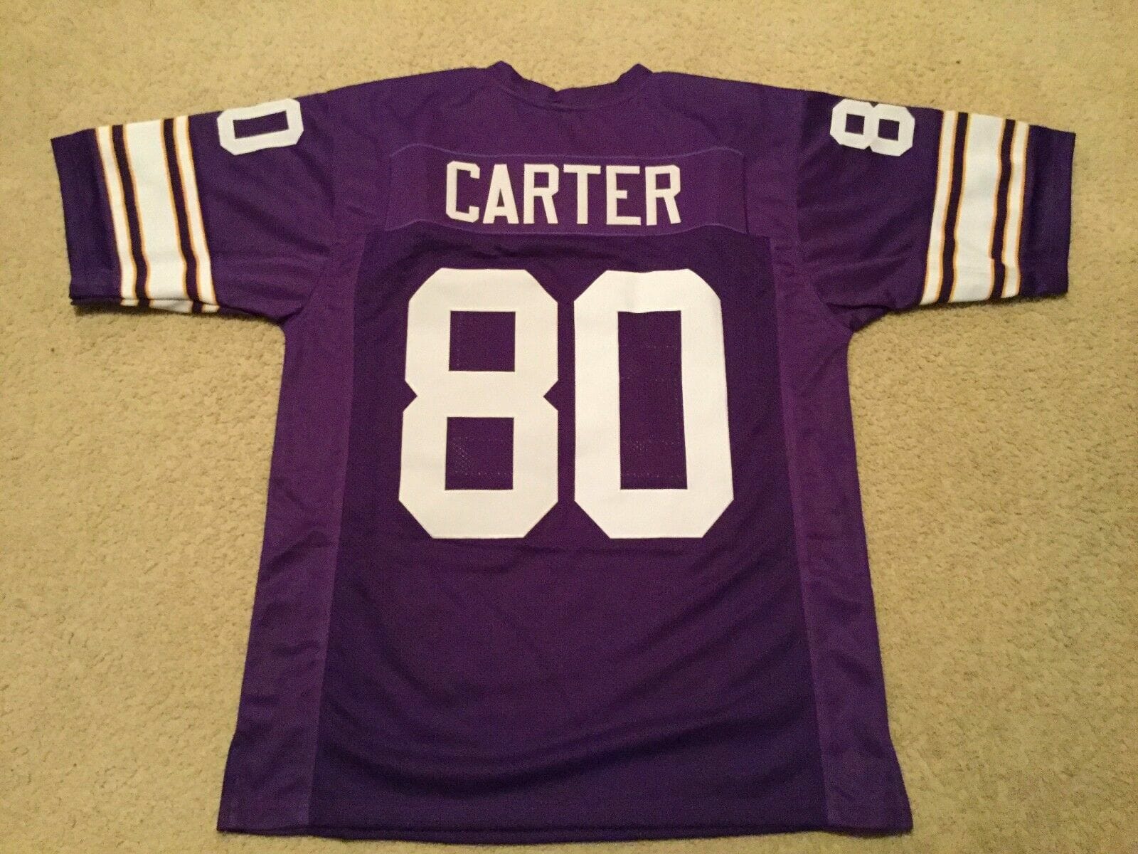 UNSIGNED CUSTOM Sewn Stitched Cris Carter Purple Jersey