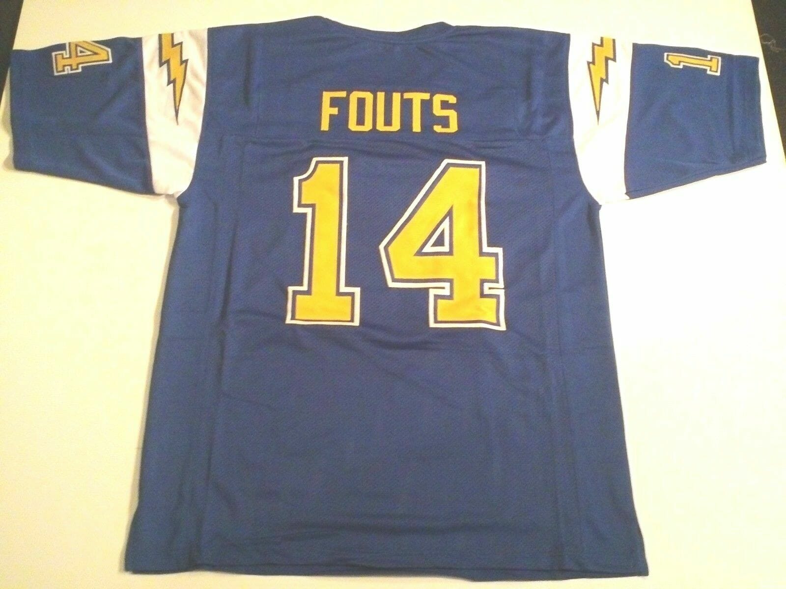 UNSIGNED CUSTOM Sewn Stitched Dan Fouts Blue Jersey