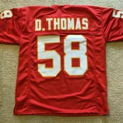 UNSIGNED CUSTOM Sewn Stitched Derrick Thomas Red(stripes) Jersey
