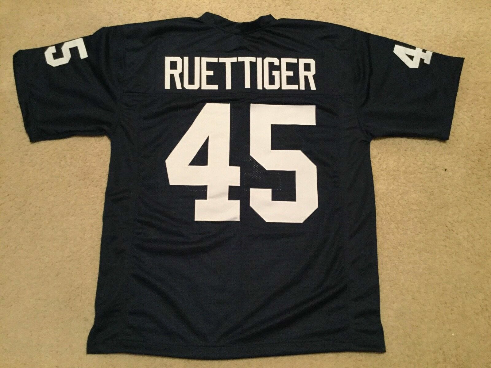UNSIGNED CUSTOM Sewn Stitched Rudy Ruettiger Blue Jersey