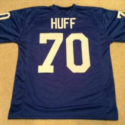 UNSIGNED CUSTOM Sewn Stitched Sam Huff Blue Jersey