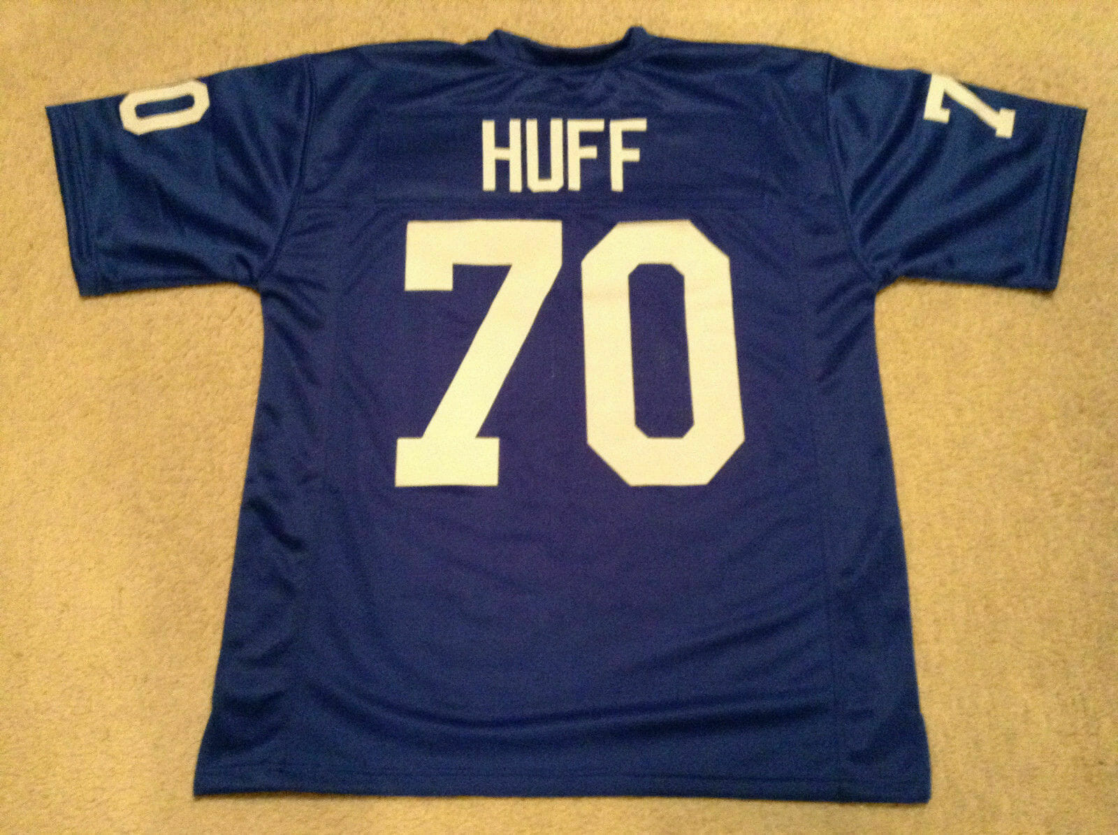 UNSIGNED CUSTOM Sewn Stitched Sam Huff Blue Jersey