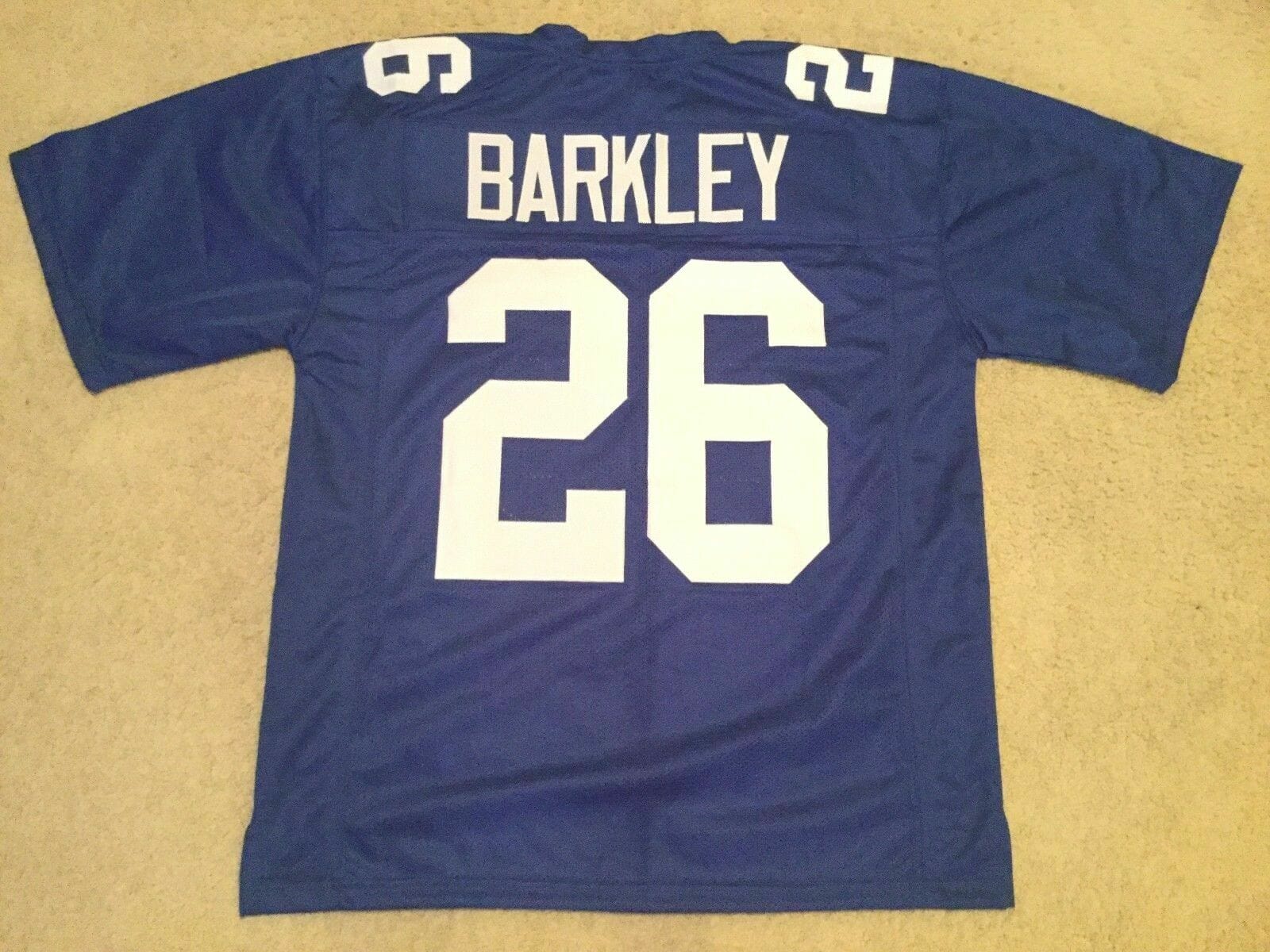 UNSIGNED CUSTOM Sewn Stitched Saquon Barkley Blue Jersey