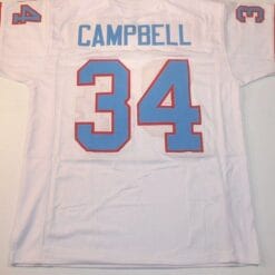 UNSIGNED CUSTOM Sewn Stitched Earl Campbell White Jersey