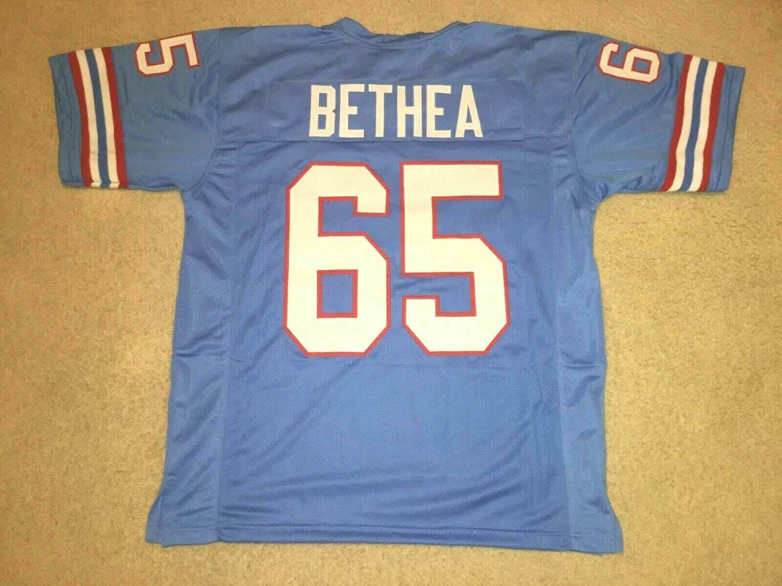 UNSIGNED CUSTOM Sewn Stitched Elvin Bethea Blue Jersey