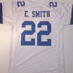 UNSIGNED CUSTOM Sewn Stitched Emmitt Smith White Jersey
