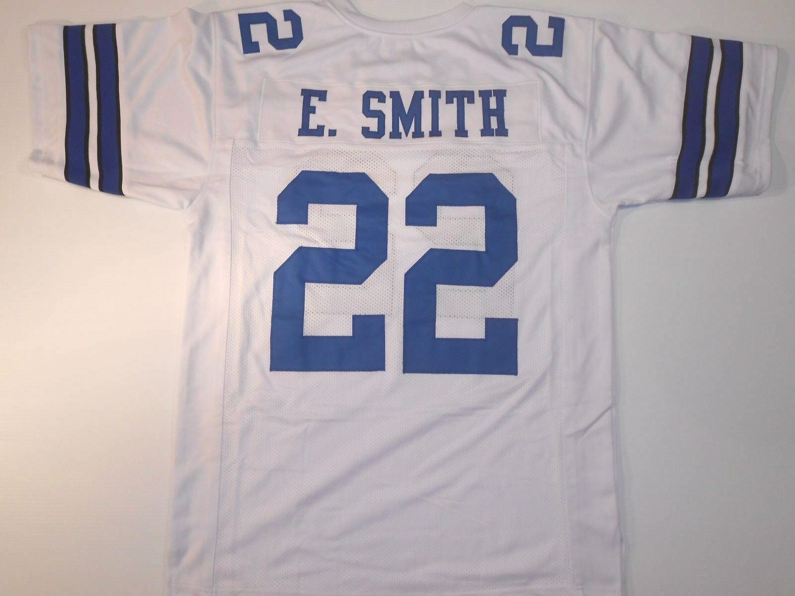 UNSIGNED CUSTOM Sewn Stitched Emmitt Smith White Jersey