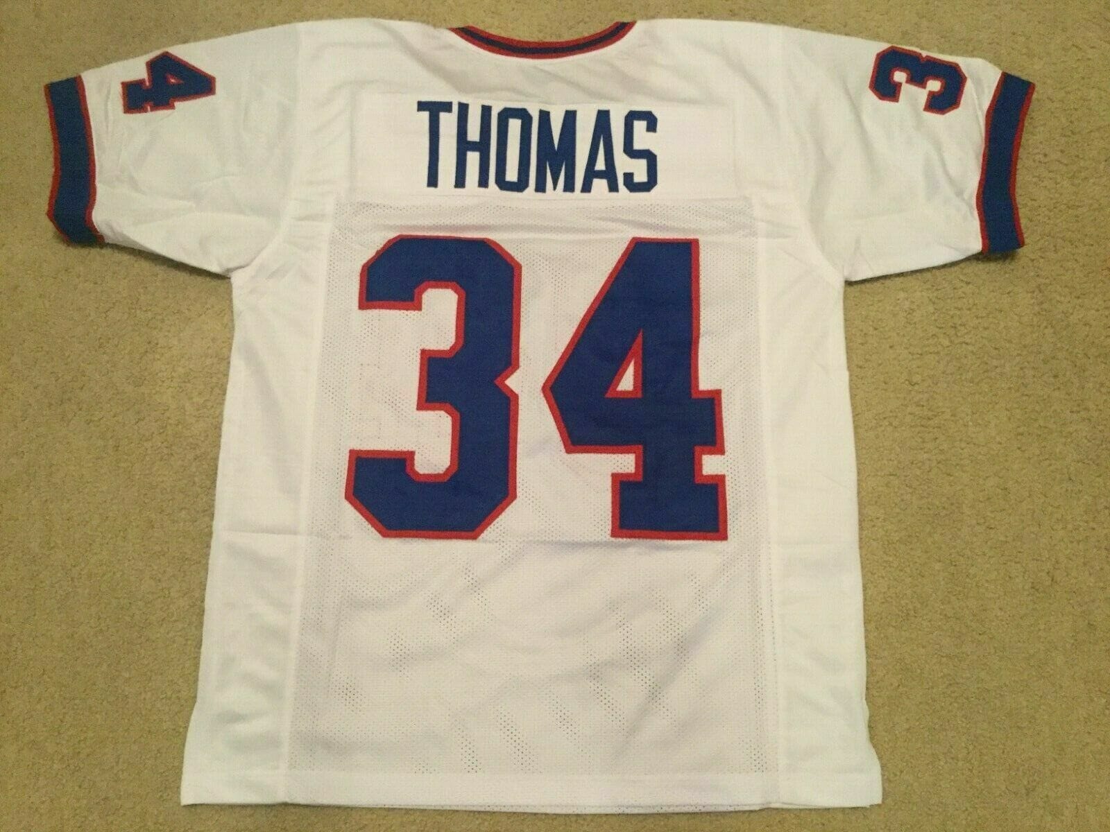 UNSIGNED CUSTOM Sewn Stitched Thurman Thomas White Jersey