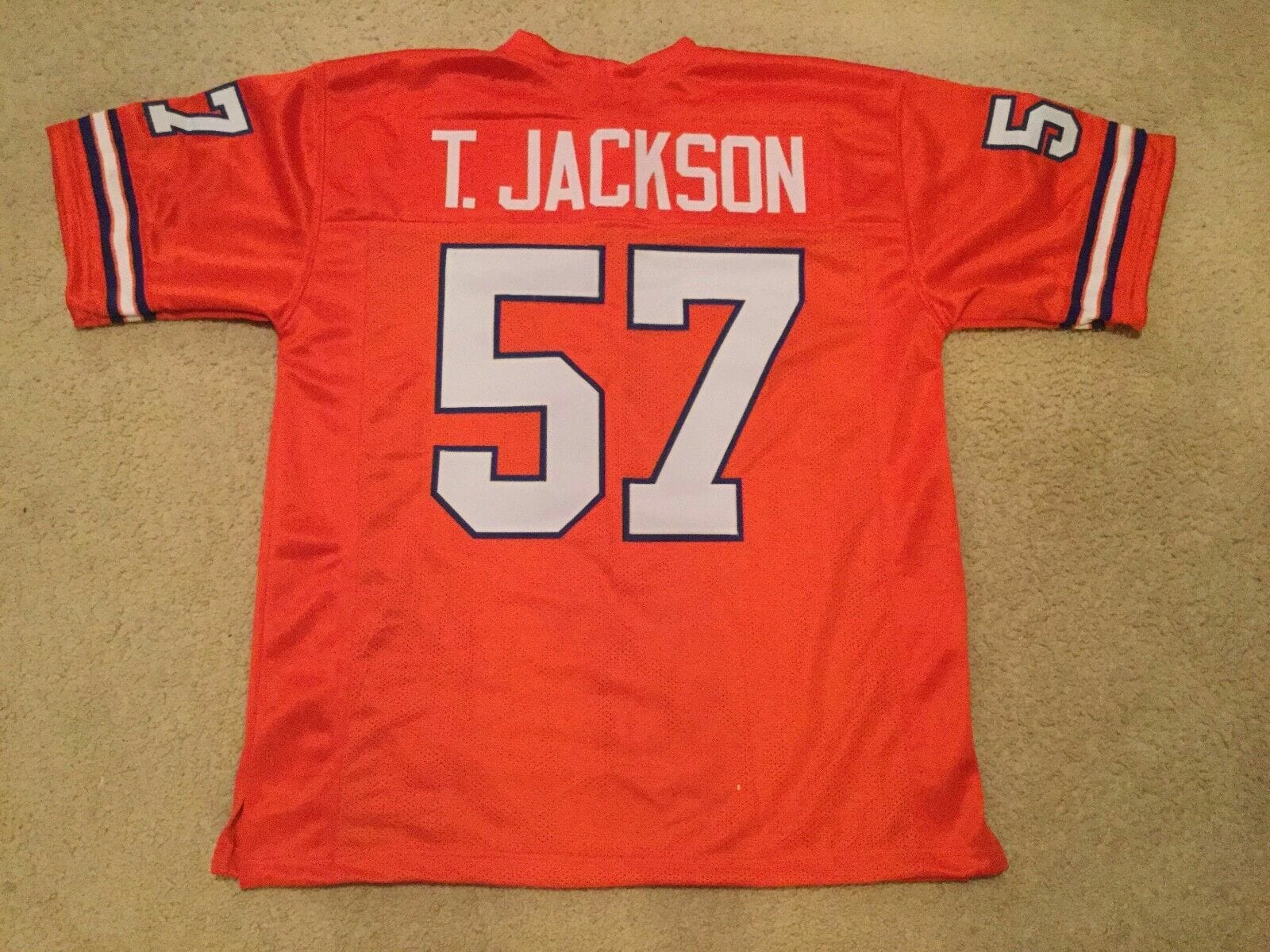 UNSIGNED CUSTOM Sewn Stitched Tom Jackson Orange Jersey