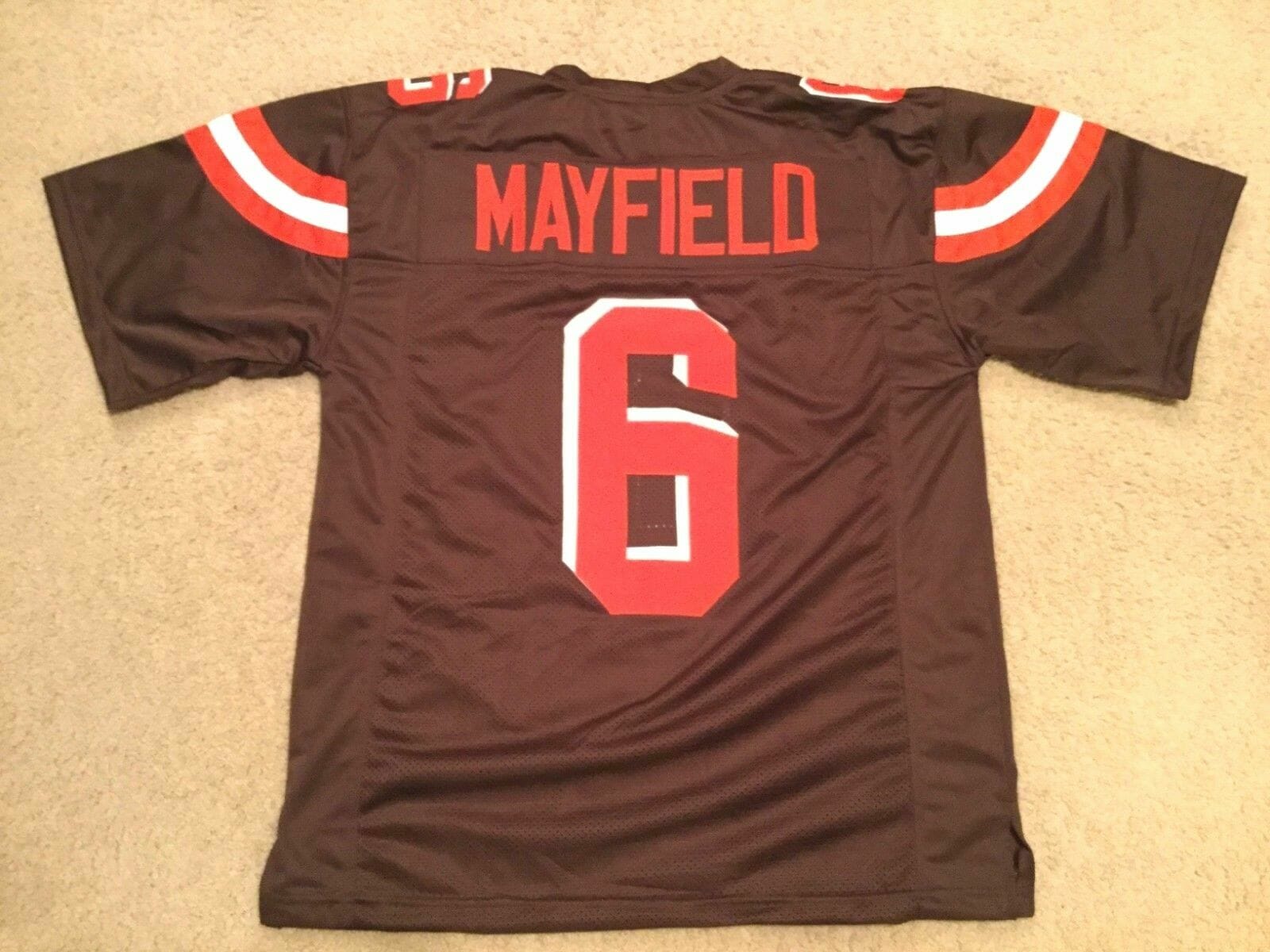 UNSIGNED CUSTOM Sewn Stitched Baker Mayfield Brown Jersey